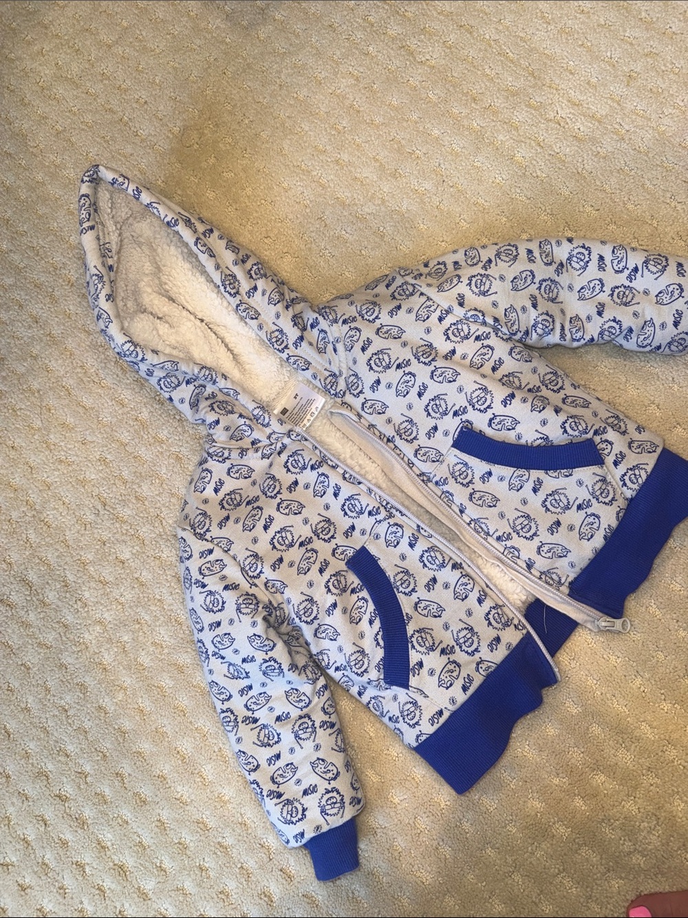 Kids Hooded Zip-Up Jacket — Blue Floral Print
